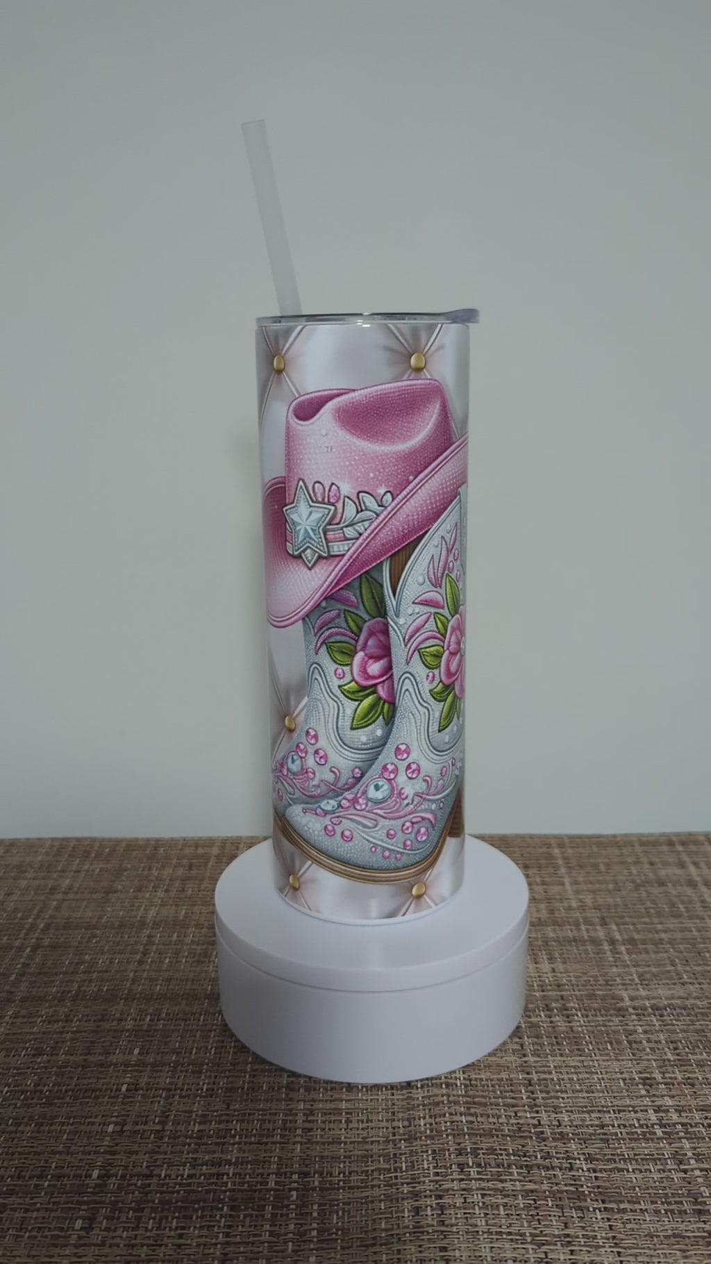 Cowgirl Boots and Bling Tumbler 20oz With Reusable Straw, Can Be Personalized
