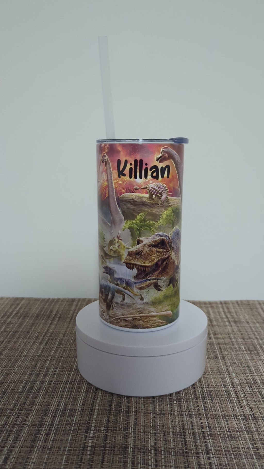 Kids Dinosaur Tumbler 15oz With Reusable Straw, Can Be Personalized