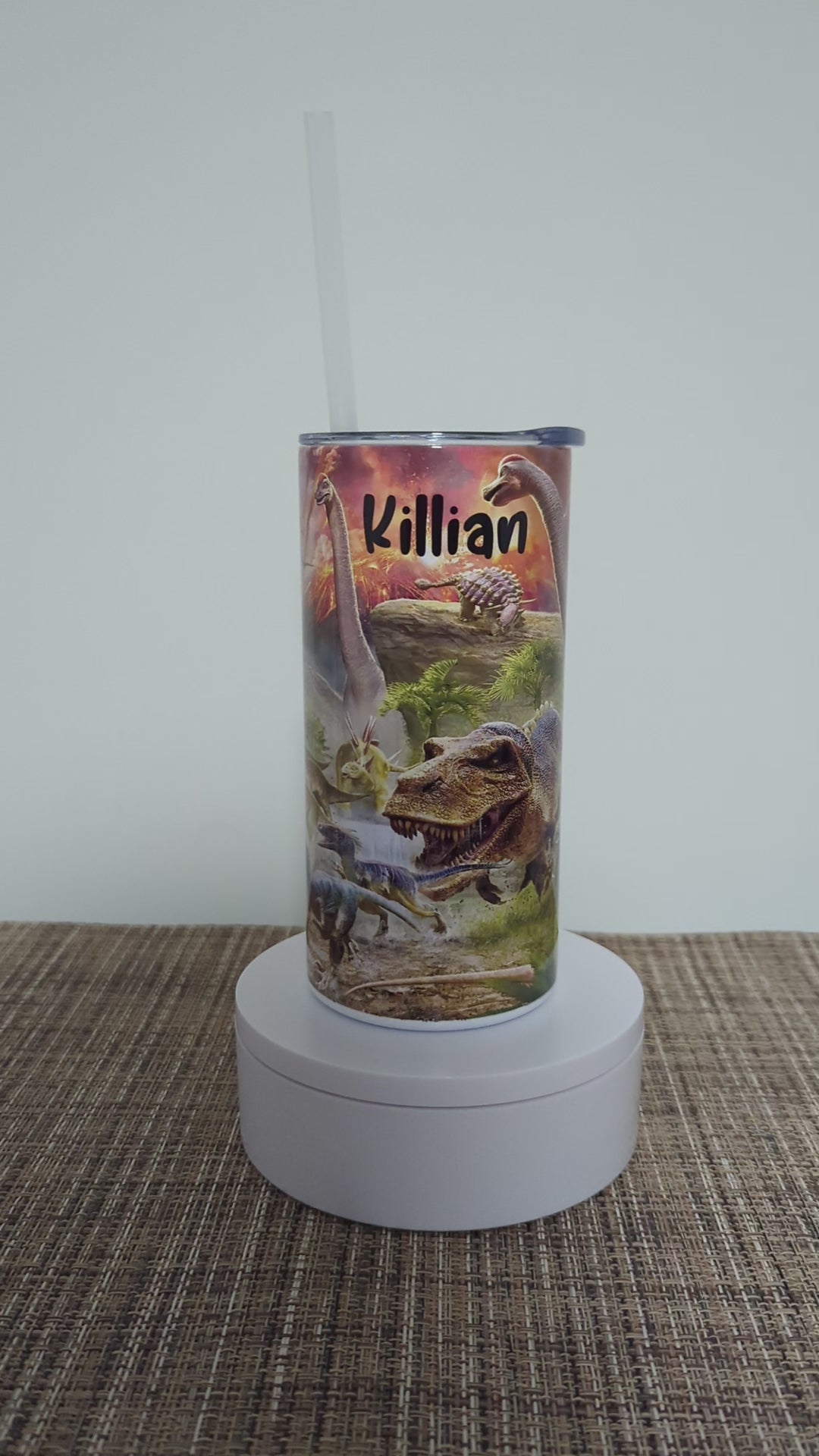 Kids Dinosaur Tumbler 15oz With Reusable Straw, Can Be Personalized
