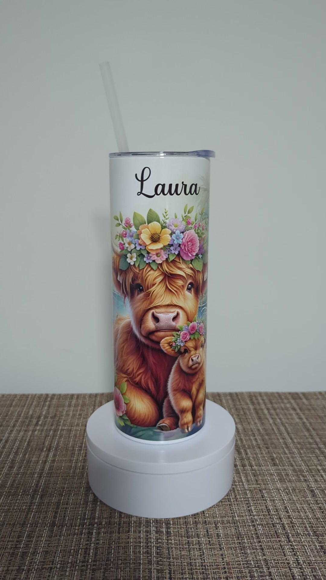 Highland Cow Tumbler 20oz With Reusable Straw, Can Be Personalized