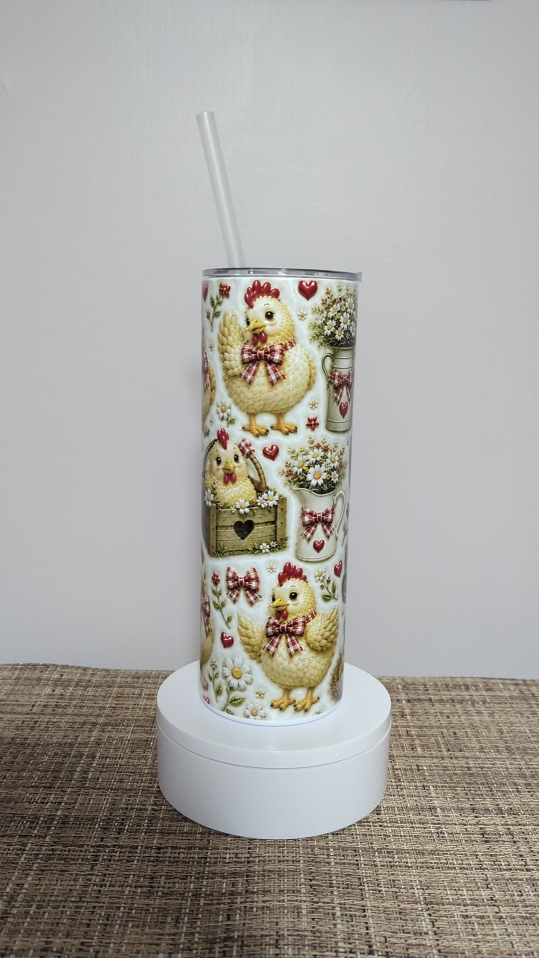 Chicken Tumbler 20oz - 3D Design with Reusable Straw