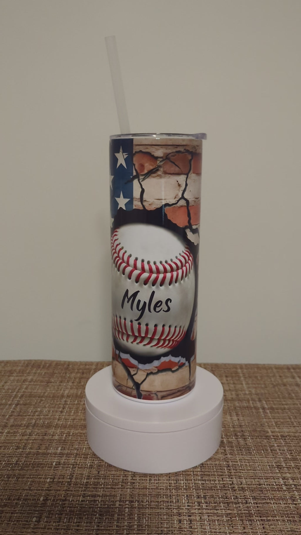Baseball Tumbler 20oz With Reusable Straw, Can Be Personalized