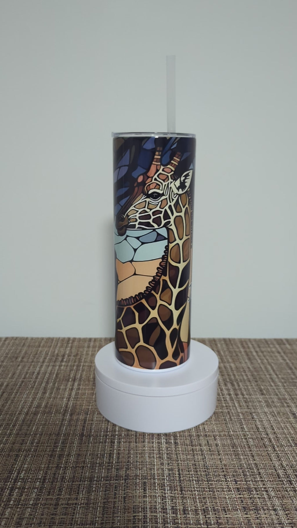 Giraffe Tumbler With A Stained Glass Design 20oz With Reusable Straw, Can Be Personalized