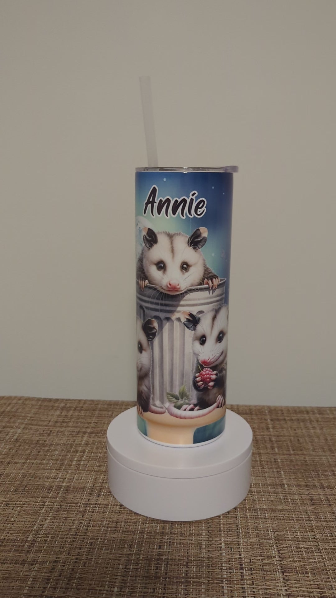 Possum Tumbler 20oz With Reusable Straw, Can Be Personalized
