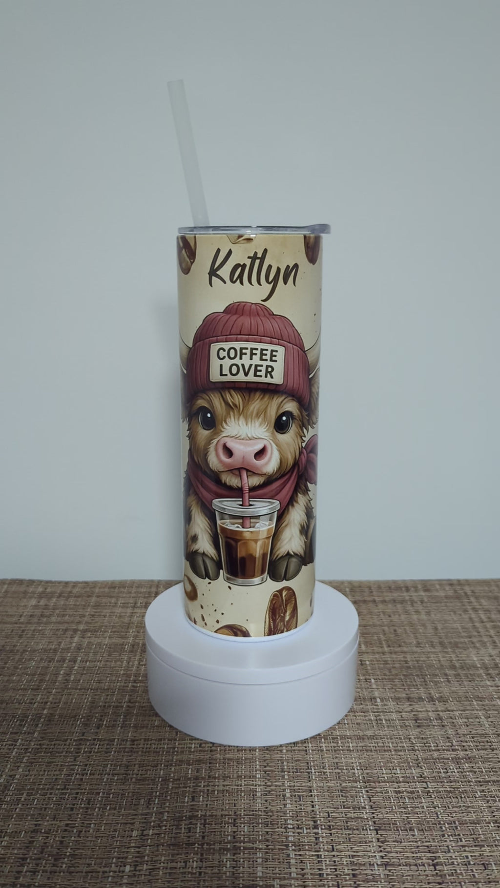 Highland Cow Insulated Tumbler for Coffee Lovers 20oz With Reusable Straw, Can Be Personalized