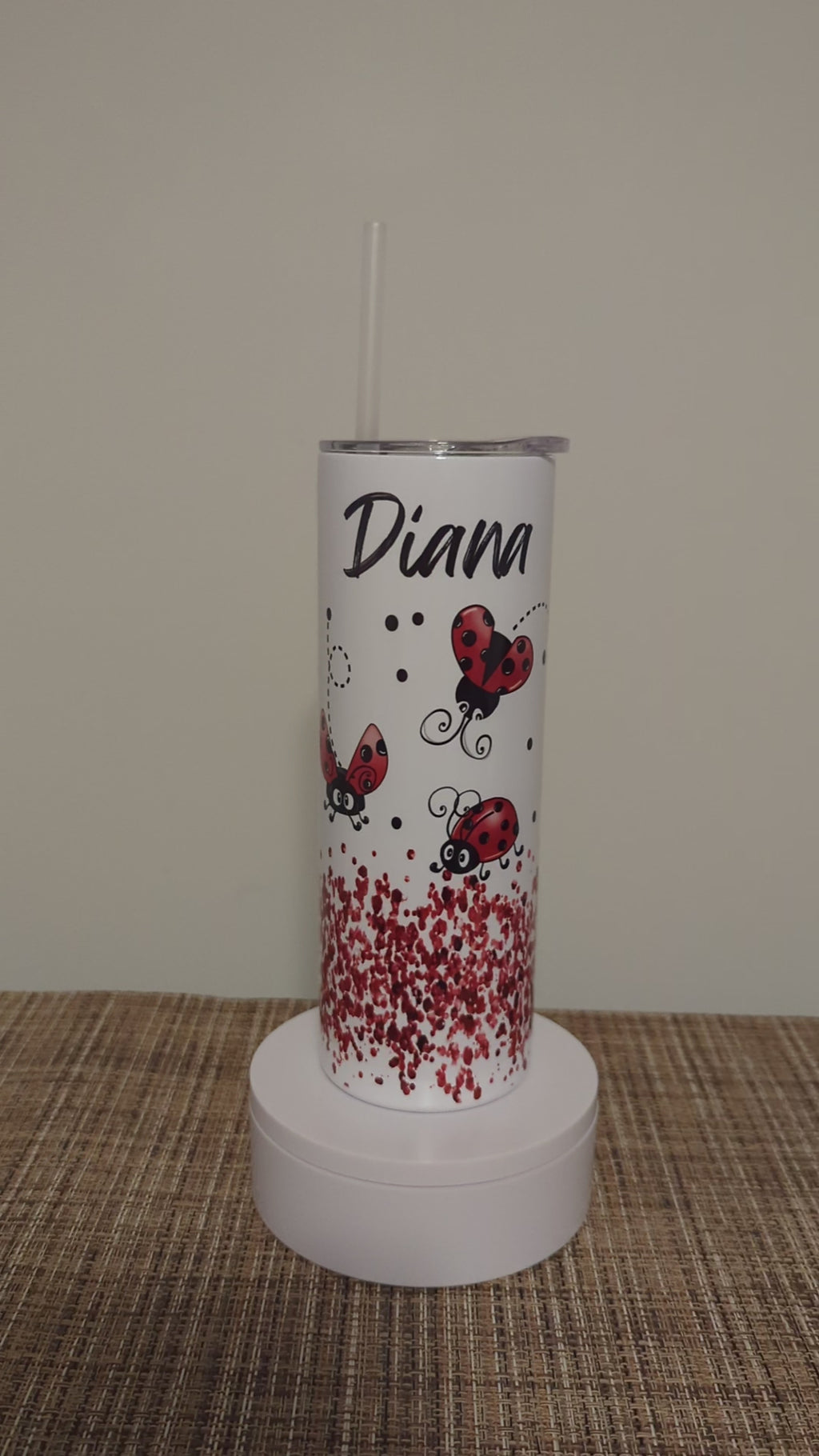 Ladybug Tumbler 20oz With Reusable Straw, Can Be Personalized