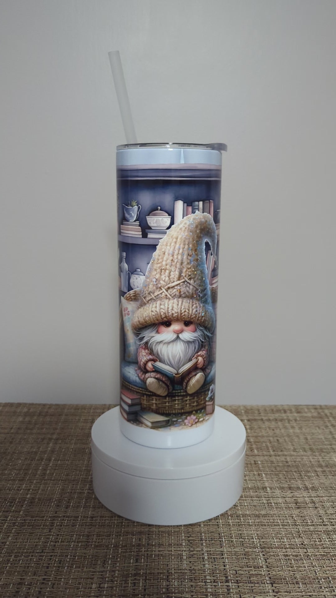 Reading Gnome Tumbler 20oz With Reusable Straw, Can Be Personalized