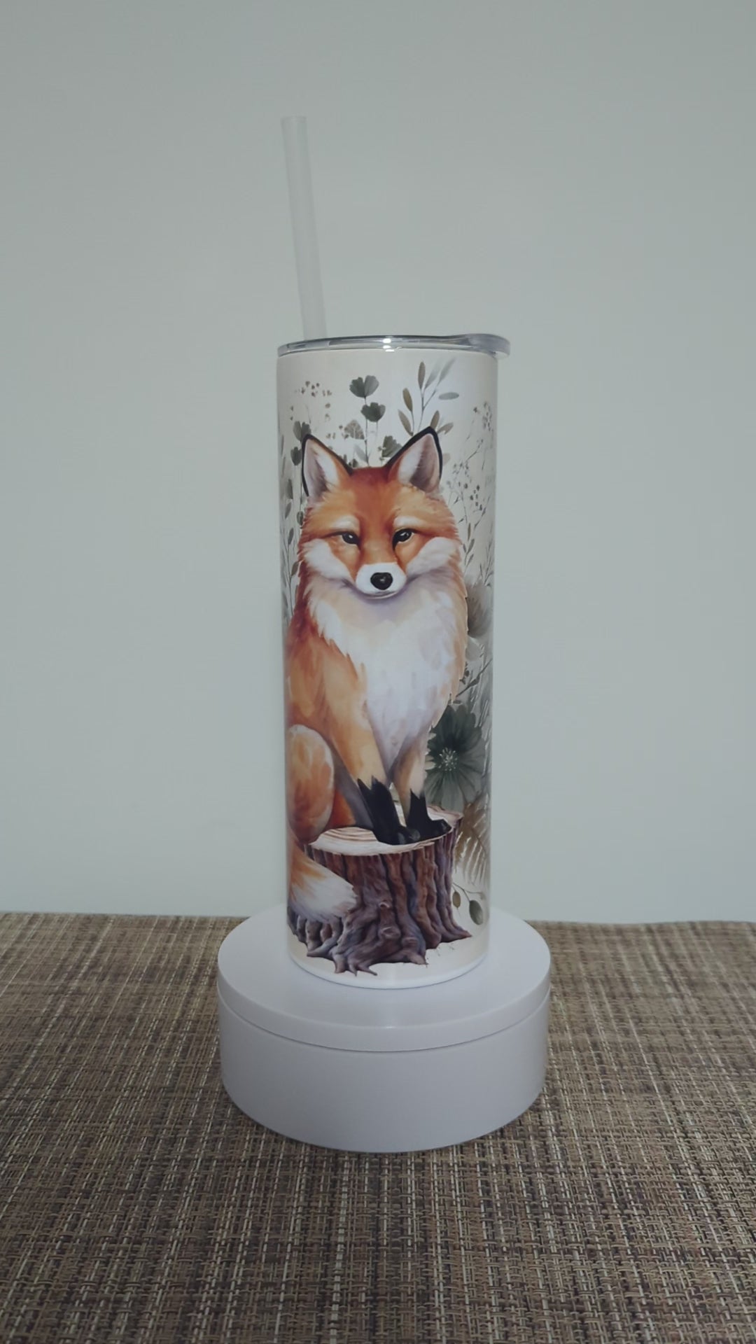 Boho Fox Tumbler 20oz With Reusable Straw, Can Be Personalized