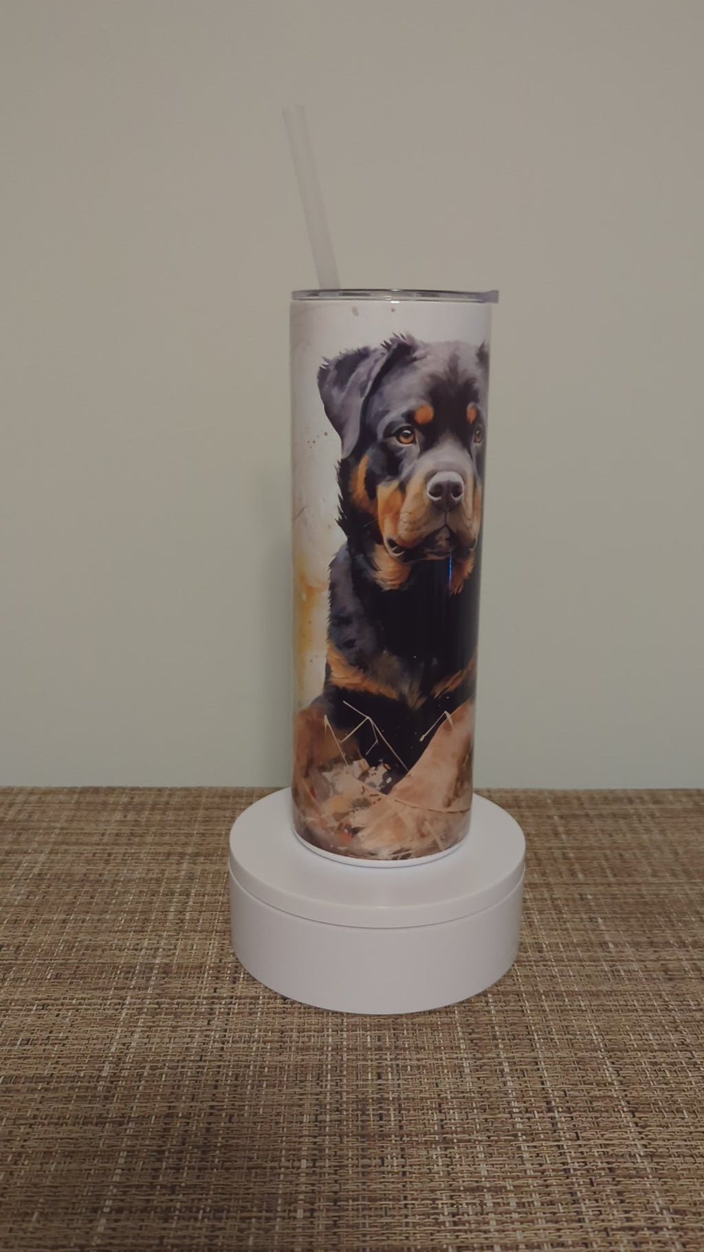Rottweiler Tumbler 20oz With Reusable Straw, Can Be Personalized