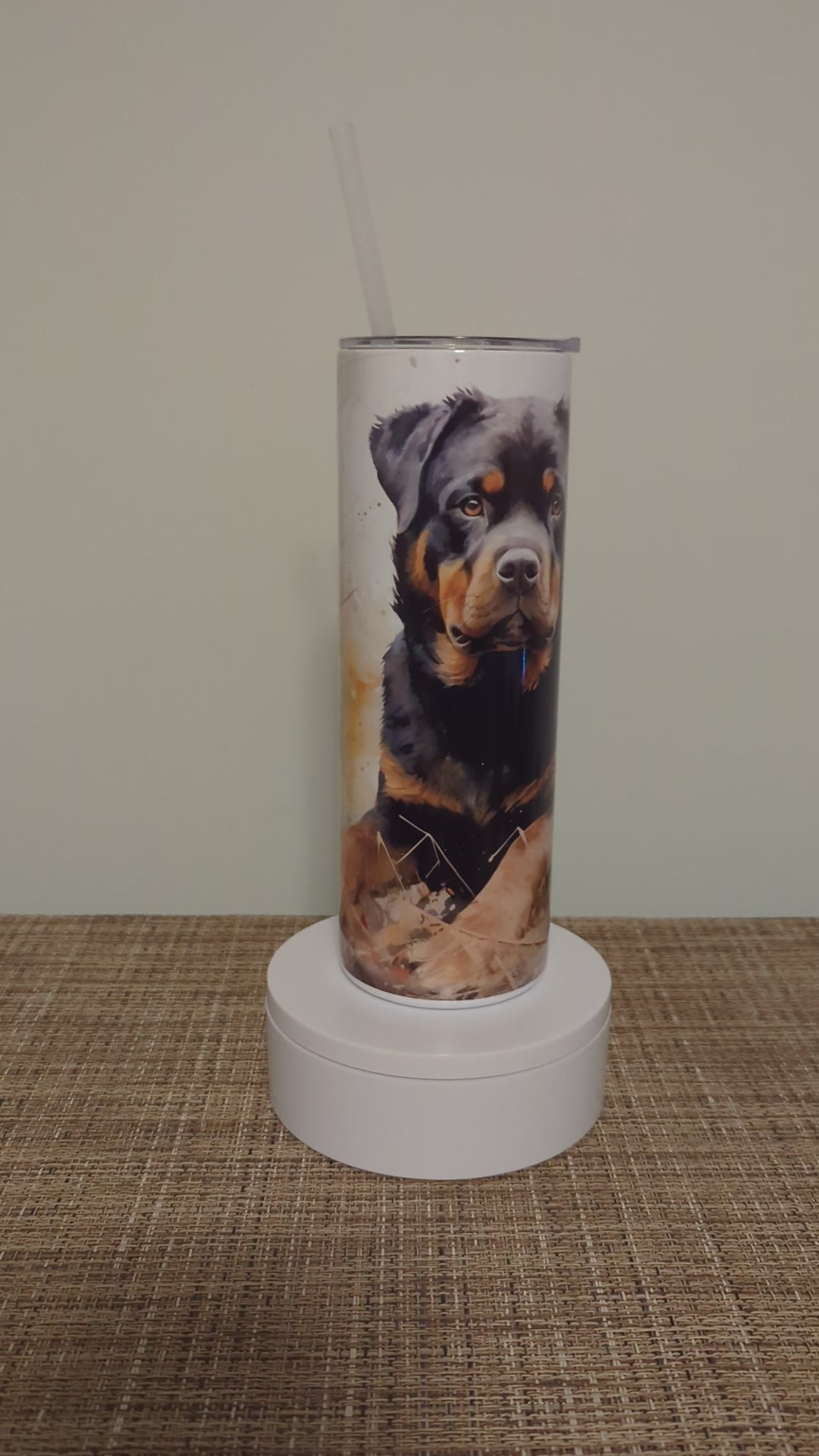 Rottweiler Tumbler 20oz With Reusable Straw, Can Be Personalized