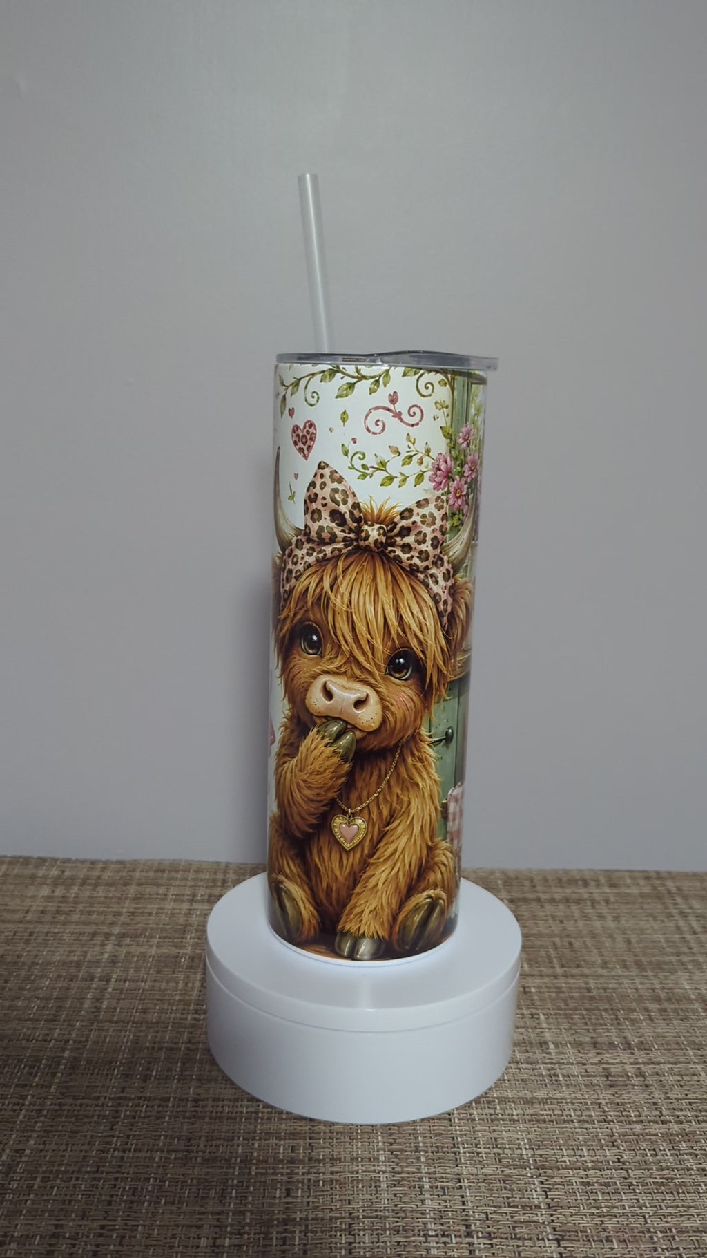 Faith-Inspired Highland Cow Tumbler 20oz With Reusable Straw