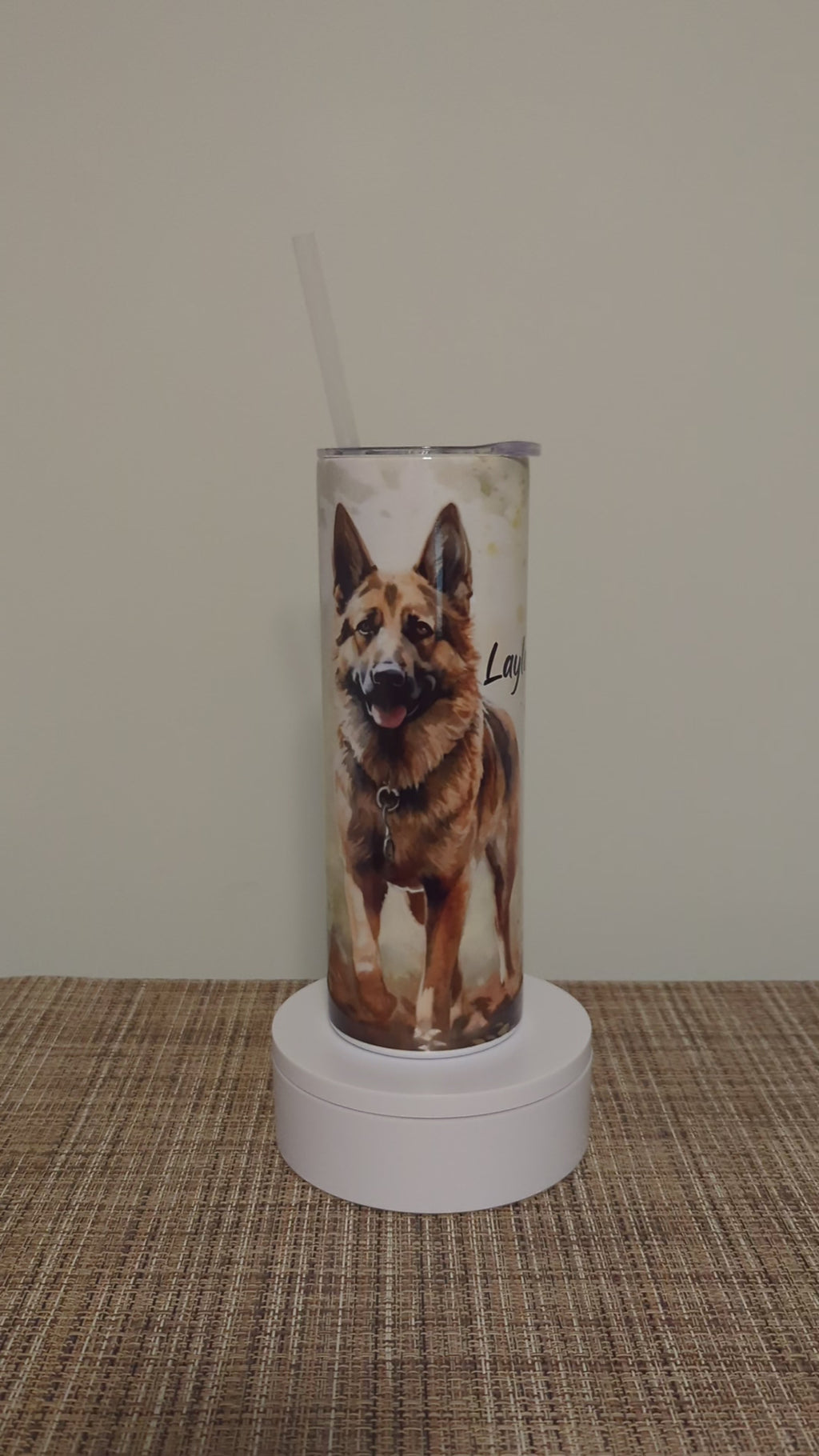 German Shepherd Tumbler 20oz With Reusable Straw, Can Be Personalized