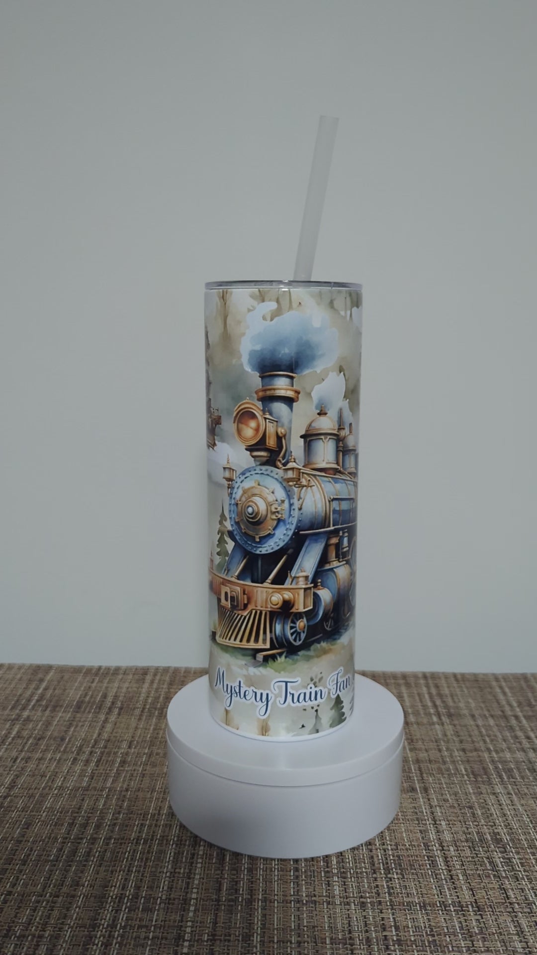 Train Tumbler 20oz With Reusable Straw, Can Be Personalized