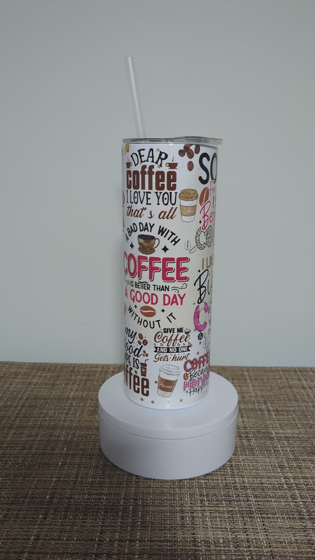 Coffee Affirmation Tumbler with Straw 20oz With Reusable Straw