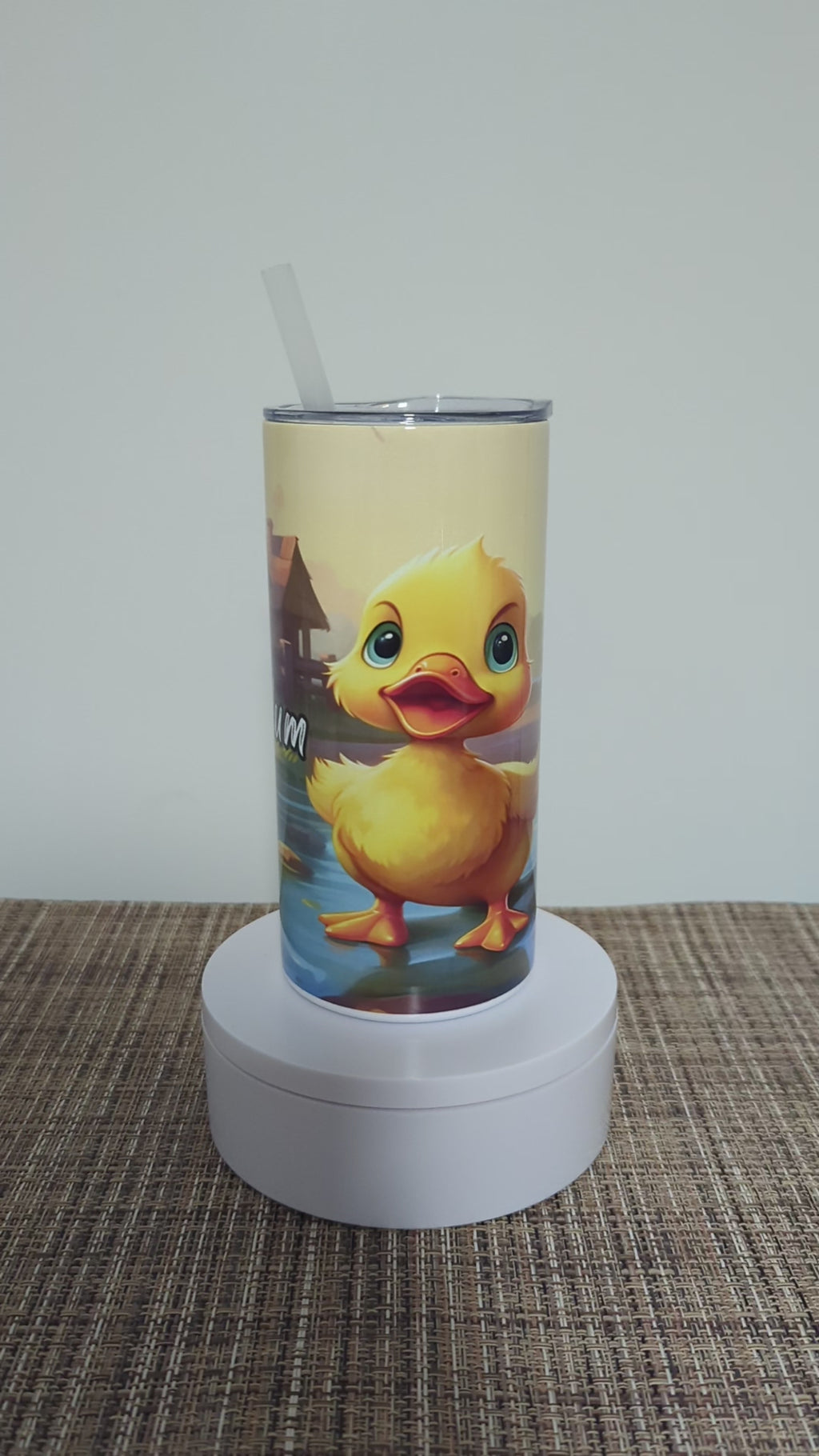 Duckling Tumbler With A Cute Duck In A Pond 15oz With Reusable Straw Can Be Personalized