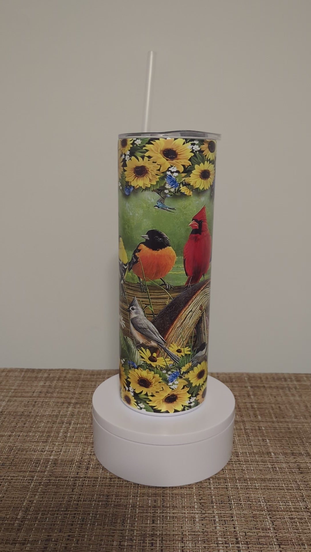 Pretty Bird Tumbler 20oz With Reusable Straw, Can Be Personalized